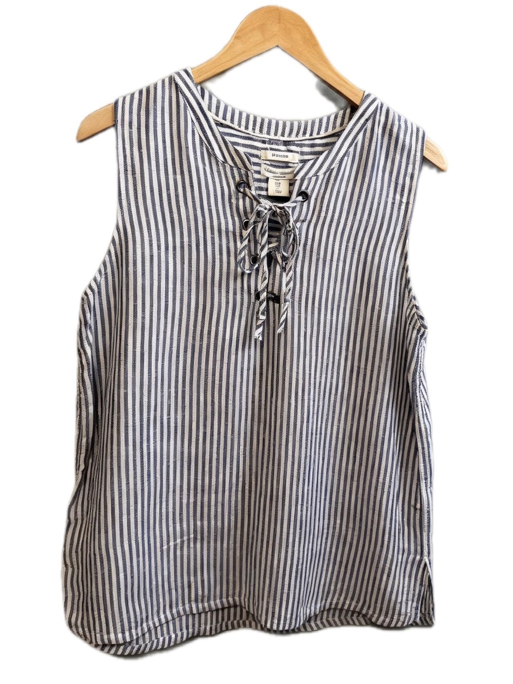 Christian Siriano Button-Up Womens M Lace Up Sleeveless Linen Tunic